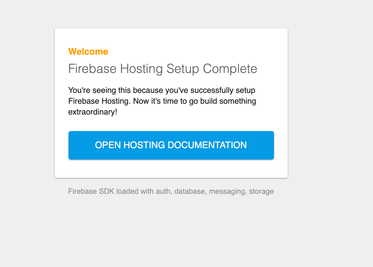 Default homepage of firebase
