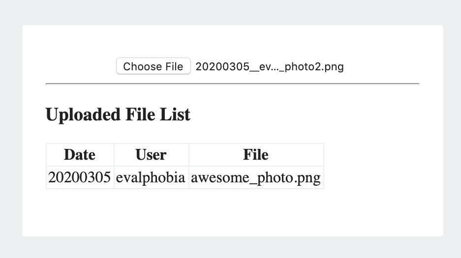 Existing file list