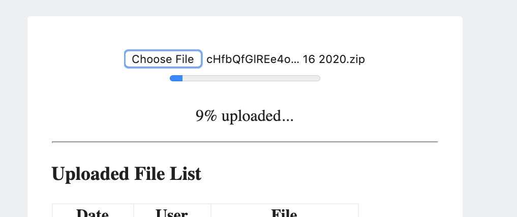 Uploading progress bar